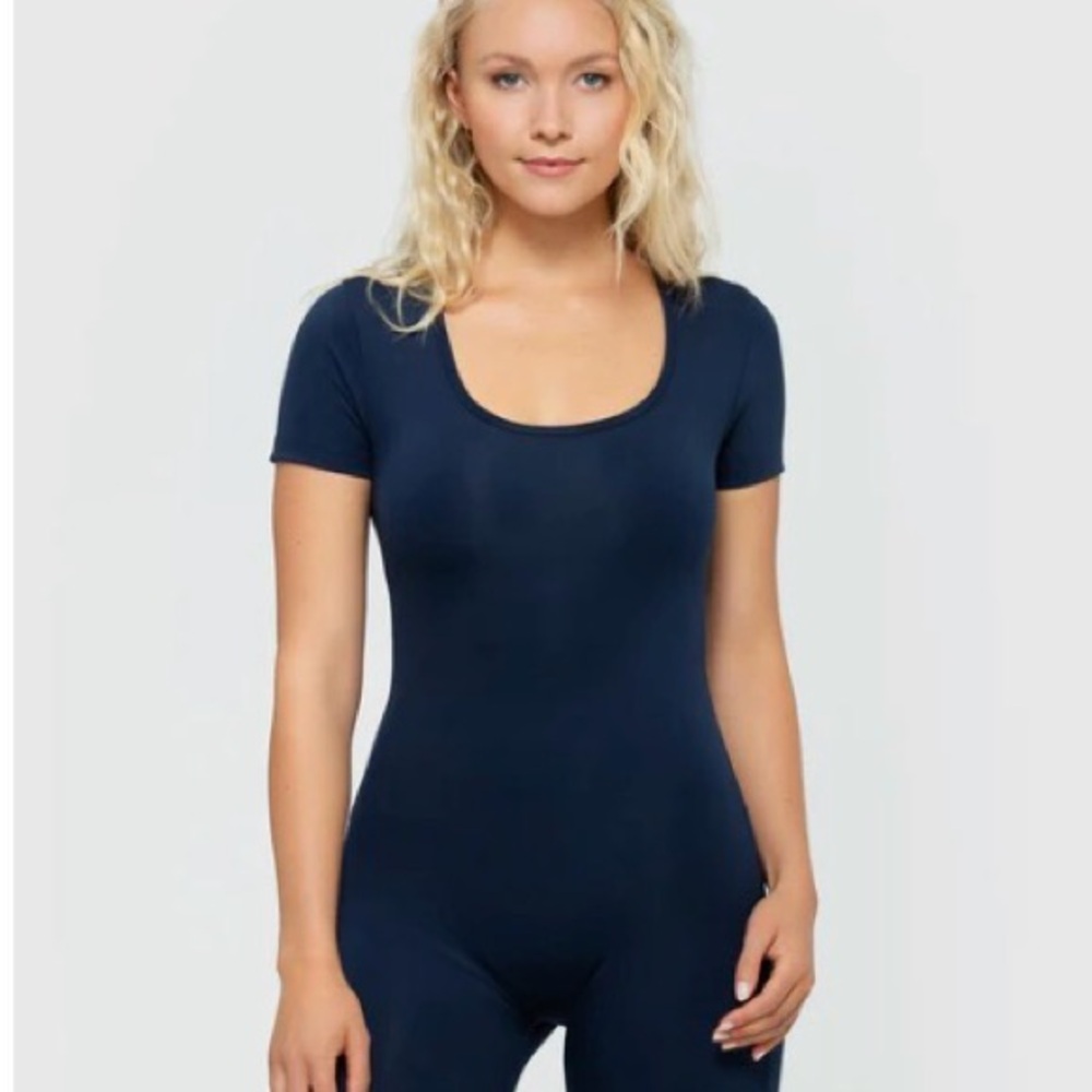 Women’s Best Essential Short Sleeve Unitard Small Sapphire Blue